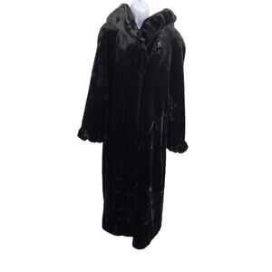 Jones New York women's faux fur black full length coat Size XL Mob wife costume